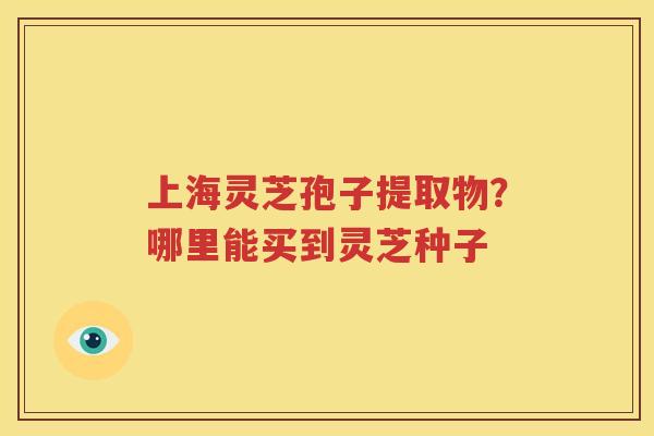 上海灵芝孢子提取物？哪里能买到灵芝种子