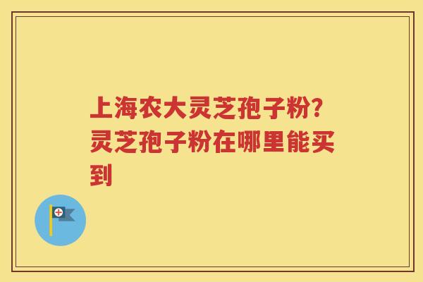 上海农大灵芝孢子粉？灵芝孢子粉在哪里能买到