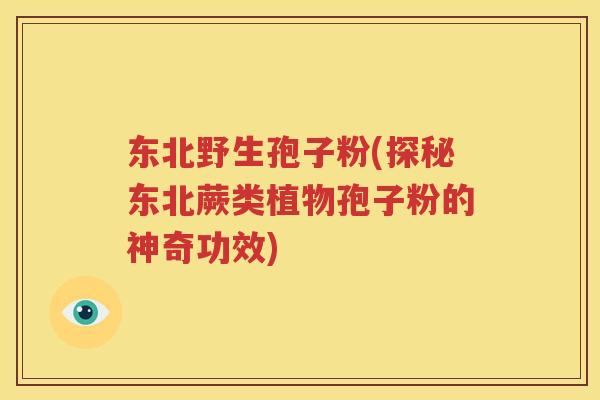 东北野生孢子粉(探秘东北蕨类植物孢子粉的神奇功效)