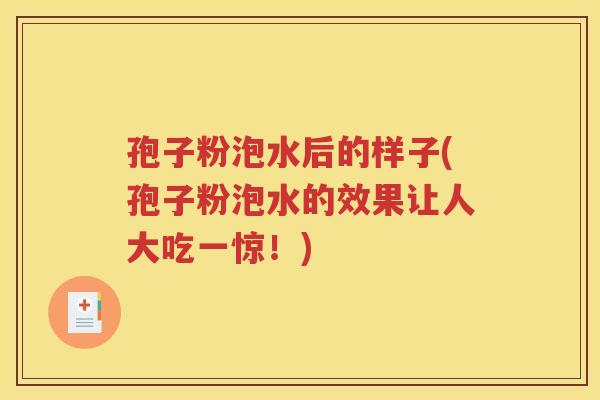 孢子粉泡水后的样子(孢子粉泡水的效果让人大吃一惊！)