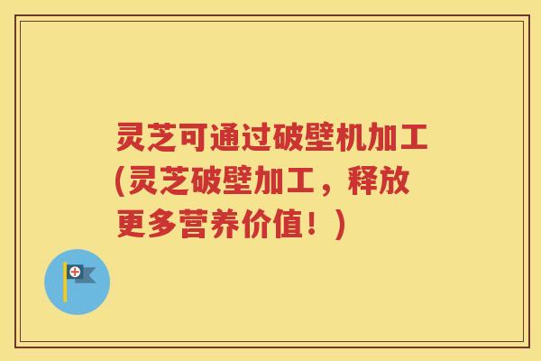 灵芝可通过破壁机加工(灵芝破壁加工，释放更多营养价值！)