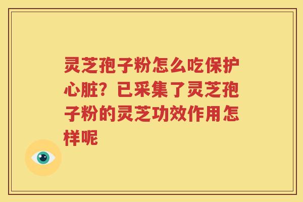 灵芝孢子粉怎么吃保护心脏？已采集了灵芝孢子粉的灵芝功效作用怎样呢