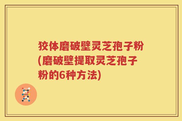 狡体磨破壁灵芝孢子粉(磨破壁提取灵芝孢子粉的6种方法)
