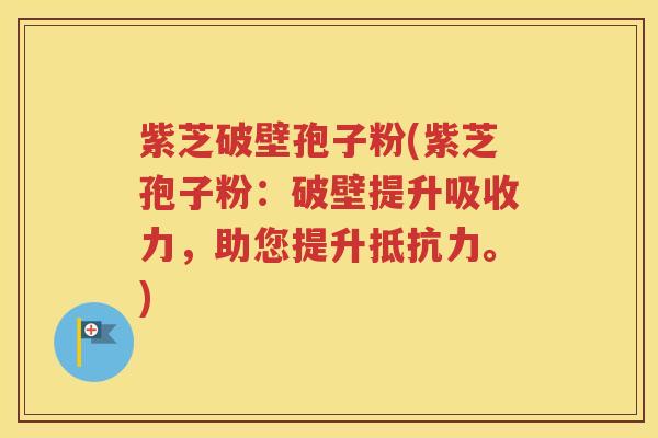 紫芝破壁孢子粉(紫芝孢子粉：破壁提升吸收力，助您提升抵抗力。)