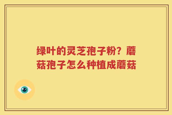 绿叶的灵芝孢子粉？蘑菇孢子怎么种植成蘑菇