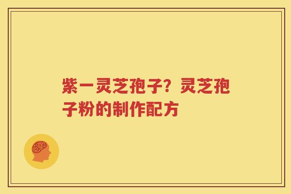 紫一灵芝孢子？灵芝孢子粉的制作配方