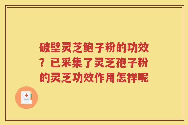 破壁灵芝鲍子粉的功效？已采集了灵芝孢子粉的灵芝功效作用怎样呢