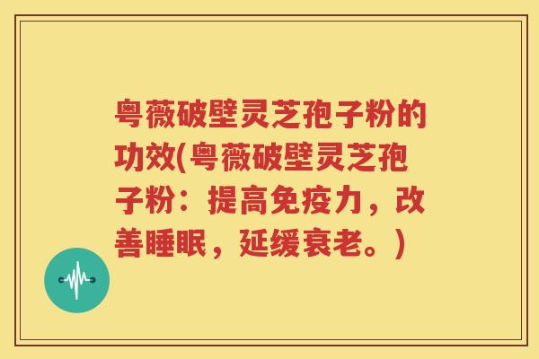 粤薇破壁灵芝孢子粉的功效(粤薇破壁灵芝孢子粉：提高免疫力，改善睡眠，延缓衰老。)