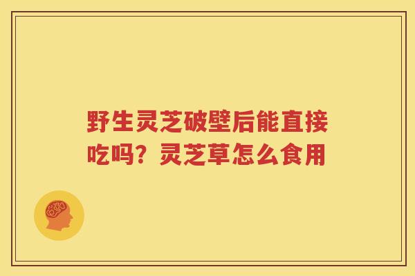 野生灵芝破壁后能直接吃吗？灵芝草怎么食用