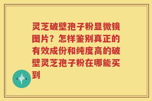 灵芝破壁孢子粉显微镜图片？怎样鉴别真正的有效成份和纯度高的破壁灵芝孢子粉在哪能买到