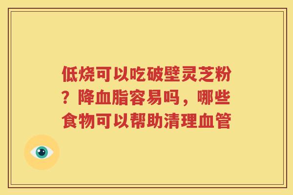 低烧可以吃破壁灵芝粉？降血脂容易吗，哪些食物可以帮助清理血管