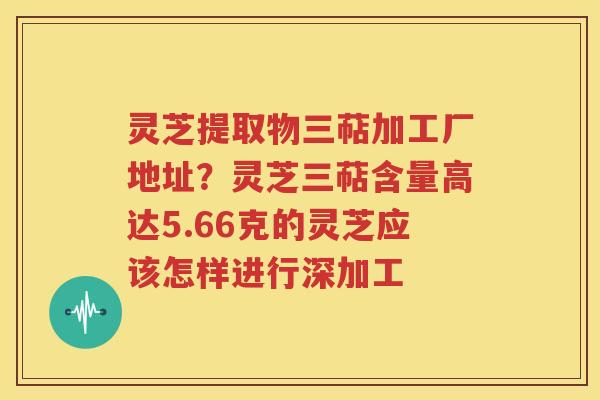 灵芝提取物三萜加工厂地址？灵芝三萜含量高达5.66克的灵芝应该怎样进行深加工