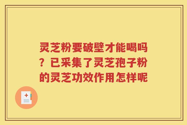 灵芝粉要破壁才能喝吗？已采集了灵芝孢子粉的灵芝功效作用怎样呢