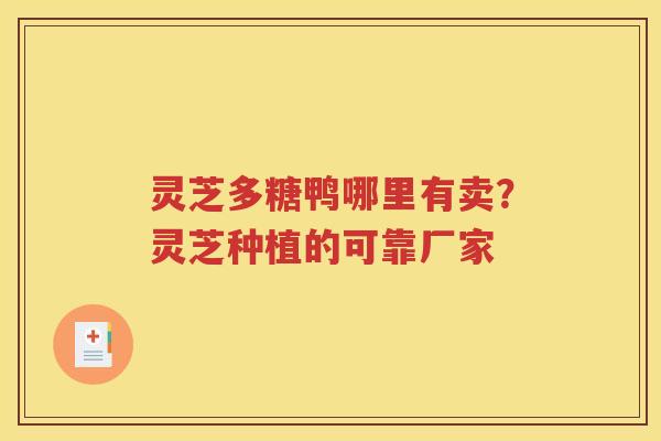 灵芝多糖鸭哪里有卖？灵芝种植的可靠厂家