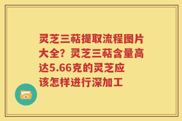 灵芝三萜提取流程图片大全？灵芝三萜含量高达5.66克的灵芝应该怎样进行深加工