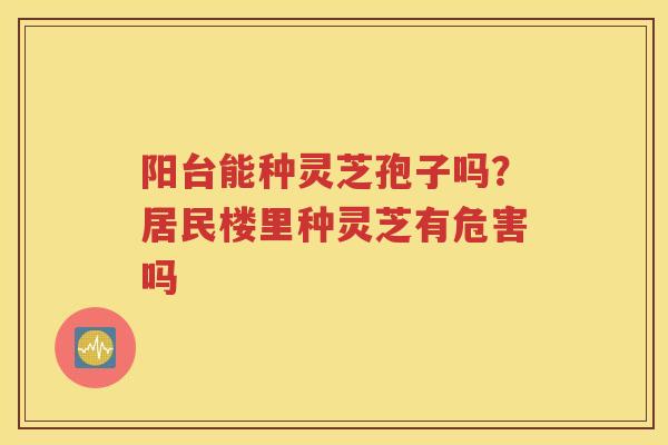 阳台能种灵芝孢子吗？居民楼里种灵芝有危害吗