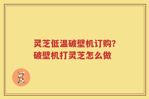 灵芝低温破壁机订购？破壁机打灵芝怎么做