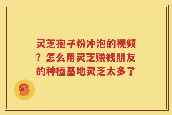 灵芝孢子粉冲泡的视频？怎么用灵芝赚钱朋友的种植基地灵芝太多了