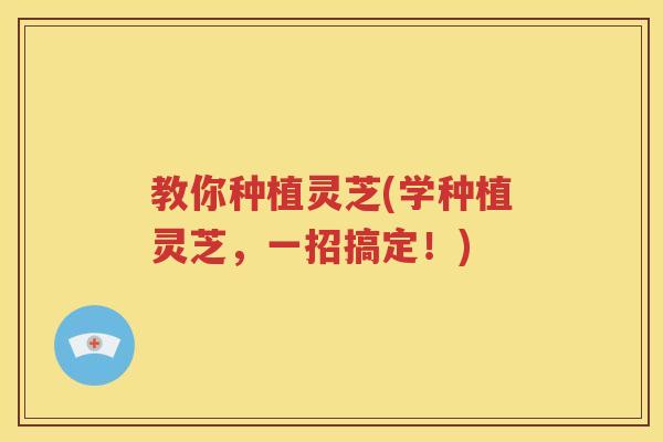 教你种植灵芝(学种植灵芝，一招搞定！)