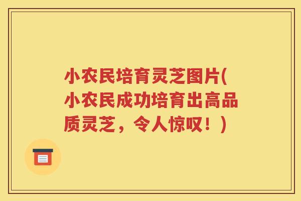 小农民培育灵芝图片(小农民成功培育出高品质灵芝，令人惊叹！)