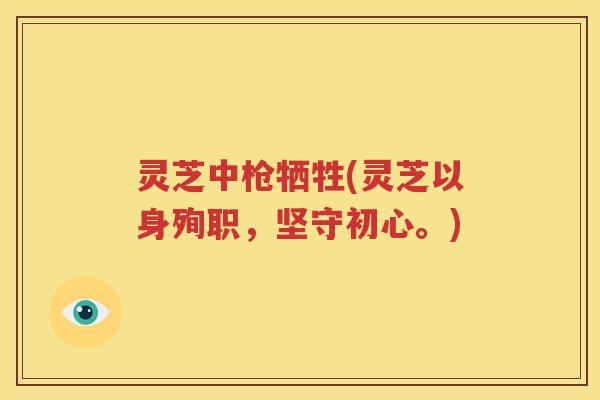 灵芝中枪牺牲(灵芝以身殉职，坚守初心。)