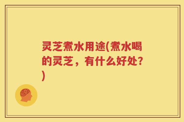 灵芝煮水用途(煮水喝的灵芝，有什么好处？)