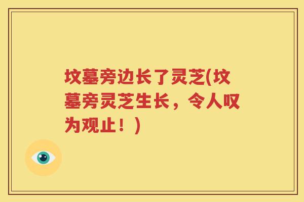 坟墓旁边长了灵芝(坟墓旁灵芝生长，令人叹为观止！)