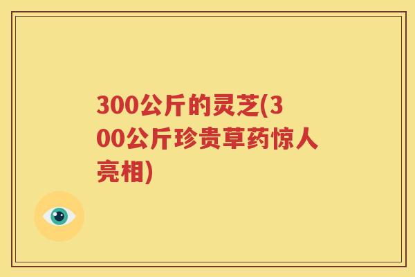 300公斤的灵芝(300公斤珍贵草药惊人亮相)