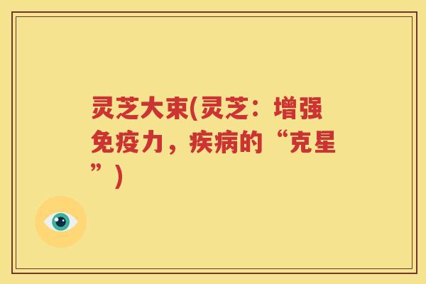 灵芝大束(灵芝：增强免疫力，疾病的“克星”)