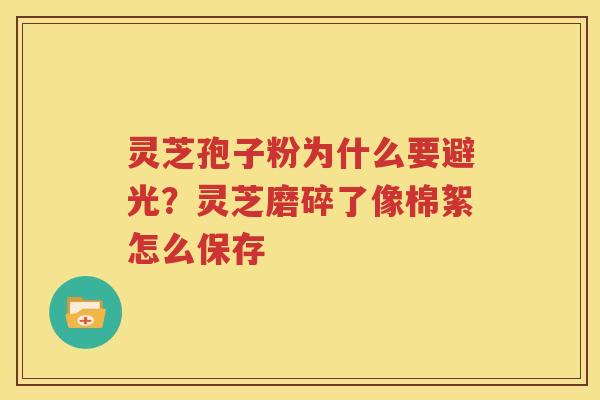 灵芝孢子粉为什么要避光？灵芝磨碎了像棉絮怎么保存