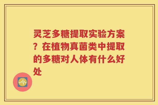 灵芝多糖提取实验方案？在植物真菌类中提取的多糖对人体有什么好处