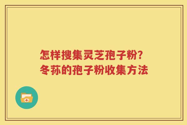 怎样搜集灵芝孢子粉？冬荪的孢子粉收集方法