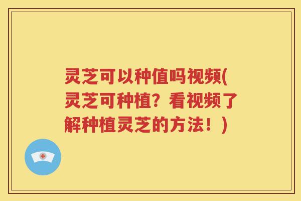 灵芝可以种值吗视频(灵芝可种植？看视频了解种植灵芝的方法！)