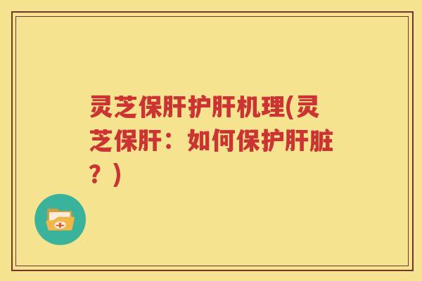 灵芝保肝护肝机理(灵芝保肝：如何保护肝脏？)