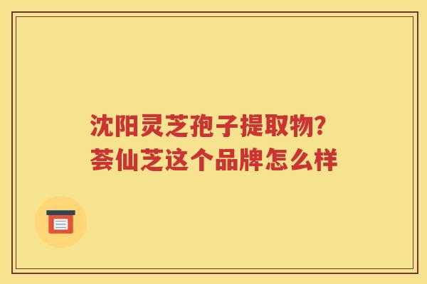 沈阳灵芝孢子提取物？荟仙芝这个品牌怎么样