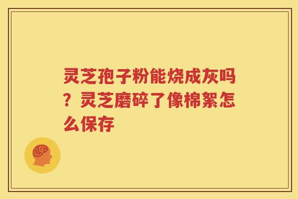 灵芝孢子粉能烧成灰吗？灵芝磨碎了像棉絮怎么保存