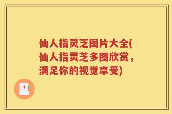 仙人指灵芝图片大全(仙人指灵芝多图欣赏，满足你的视觉享受)