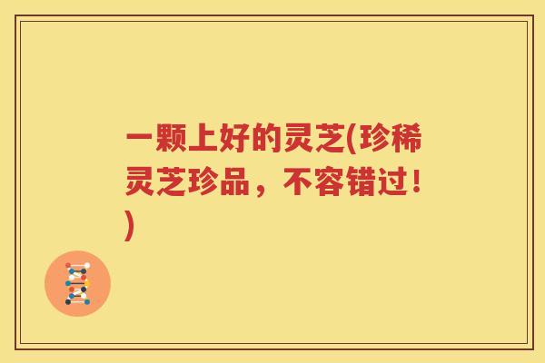 一颗上好的灵芝(珍稀灵芝珍品，不容错过！)