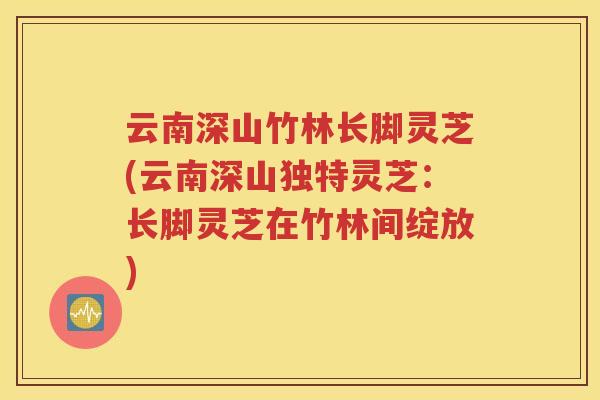 云南深山竹林长脚灵芝(云南深山独特灵芝：长脚灵芝在竹林间绽放)