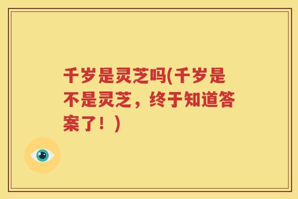 千岁是灵芝吗(千岁是不是灵芝，终于知道答案了！)