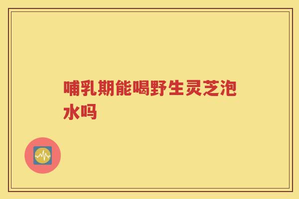 哺乳期能喝野生灵芝泡水吗
