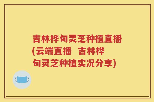 吉林桦甸灵芝种植直播(云端直播  吉林桦甸灵芝种植实况分享)