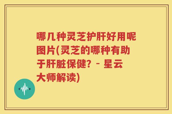 哪几种灵芝护肝好用呢图片(灵芝的哪种有助于肝脏保健？- 星云大师解读)