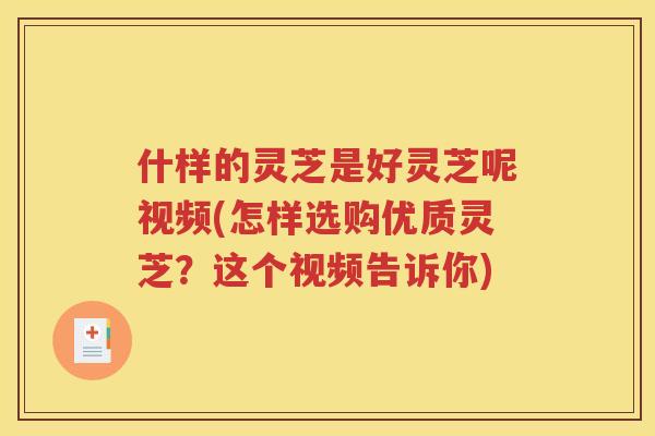 什样的灵芝是好灵芝呢视频(怎样选购优质灵芝？这个视频告诉你)