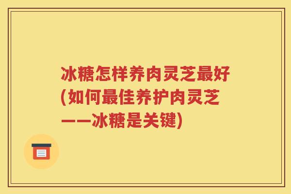冰糖怎样养肉灵芝最好(如何最佳养护肉灵芝——冰糖是关键)