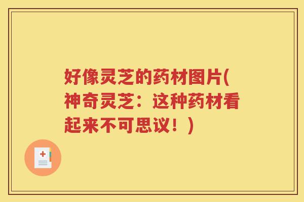 好像灵芝的药材图片(神奇灵芝：这种药材看起来不可思议！)