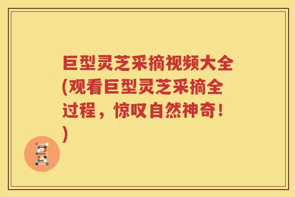 巨型灵芝采摘视频大全(观看巨型灵芝采摘全过程，惊叹自然神奇！)