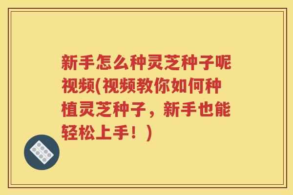 新手怎么种灵芝种子呢视频(视频教你如何种植灵芝种子，新手也能轻松上手！)