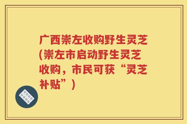 广西崇左收购野生灵芝(崇左市启动野生灵芝收购，市民可获“灵芝补贴”)
