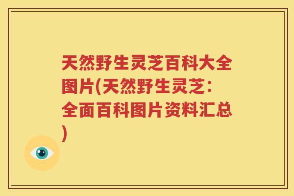 天然野生灵芝百科大全图片(天然野生灵芝：全面百科图片资料汇总)